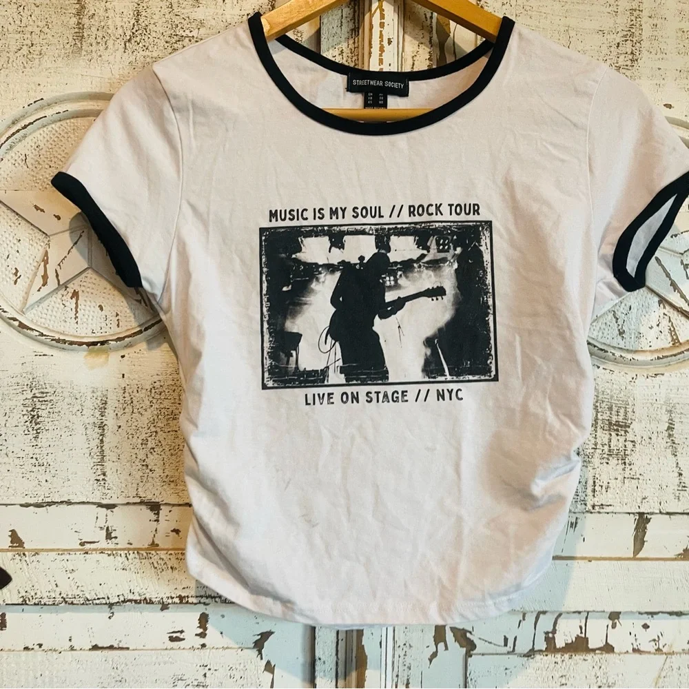 White Graphic Rock Tour T-Shirt - Picture 7 of 8